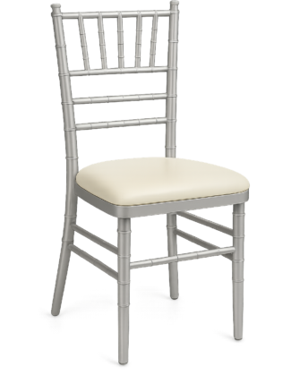Silver Chiavari Chair w Ivory Cushion
