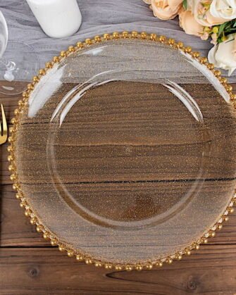 Gold Beaded Acrylic Charger Plate