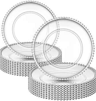 Clear Beaded Acrylic Charger Plate