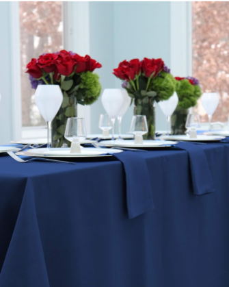 90"x132" Navy Blue Polyester Tablecloth