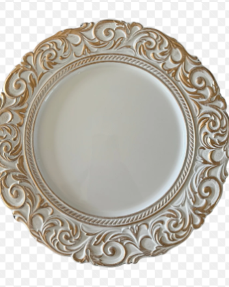 Charger Plates - Vintage White & Gold 13"