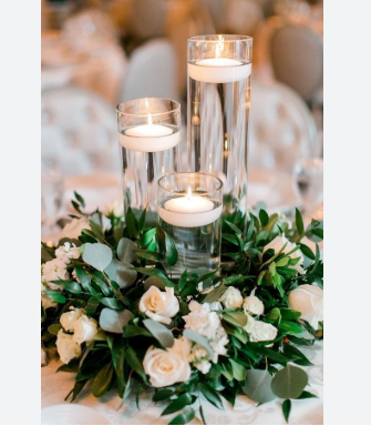Floating Candle and Greenery Centerpiece