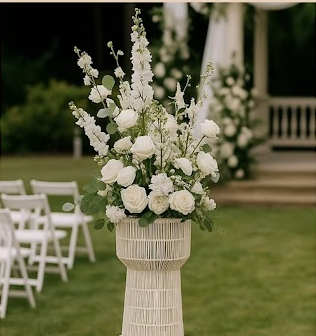 Floral Centerpiece - Lush White 16"