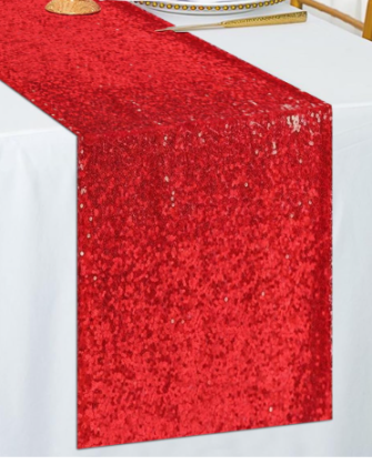 Red Table Runner Sequin