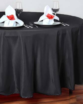 108" Polyester Round Tablecloth - Black