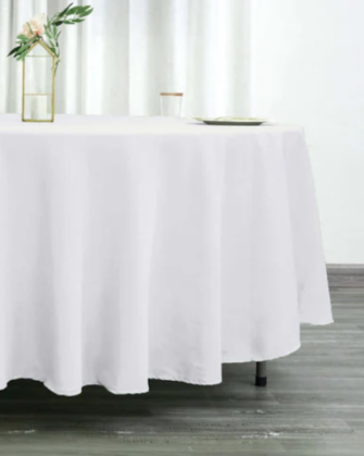 108" Polyester Round Tablecloth - White
