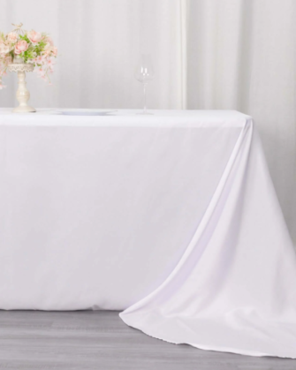 90" x156" White Polyester Tablecloth