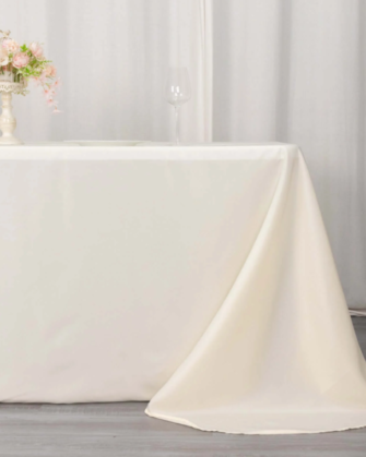 90"x132" Ivory Polyester Tablecloth