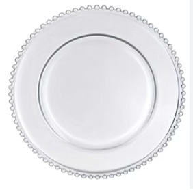 Clear Beaded Acrylic Charger Plate