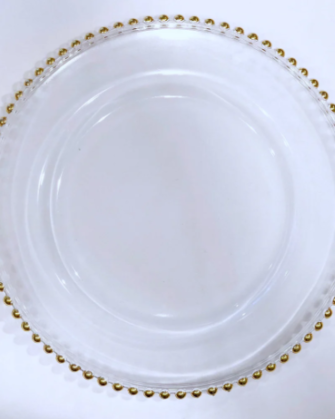 Gold Beaded Acrylic Charger Plate