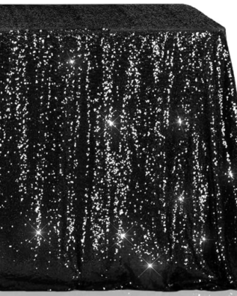 90"x132" Sequin Tablecloth - Black