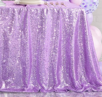 90"x132" Sequin Tablecloth - Light Purple