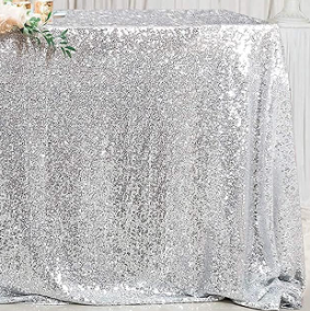 90"x132" Sequin Tablecloth - Silver