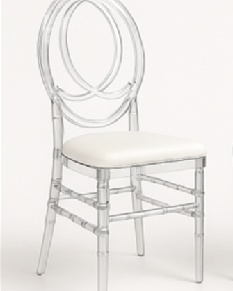 Clear acrylic phoenix chair for rent in Sudbury. Suitable for weddings, galas and birthdays.