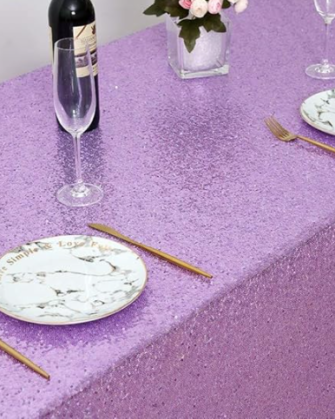 120" Light Purple Sequin Round Tablecloth