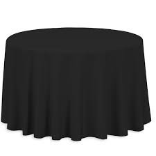 120" Black Polyester Round Tablecloth