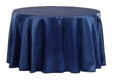 120" Navy Blue Silk Round Tablecloth