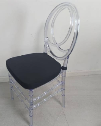 Clear Phoenix Chair - Black Cushion