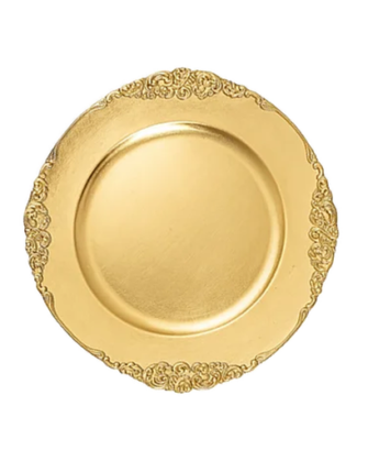Charger Plate - Gold Floral Patterned 13"