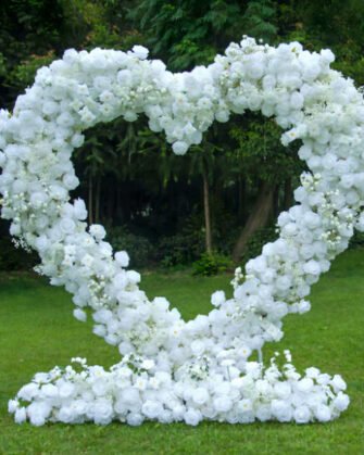 Heart Full of Roses Backdrop for Weddings & Proposals - White Rose