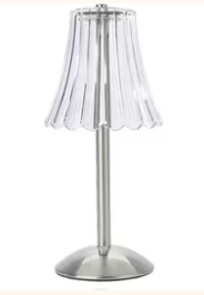 LED Silver Table Lamp - Rechargeable, USB Charge