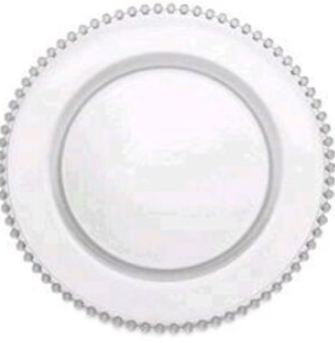 Clear Beaded Glass Charger Plate