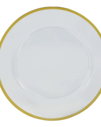 Round Clear Charger with Gold Rim