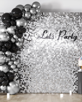 Shimmer Wall Backdrop Panel - Silver 7'x7'