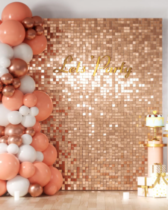 Shimmer Wall Backdrop Panel - Rose Gold 7'x7'