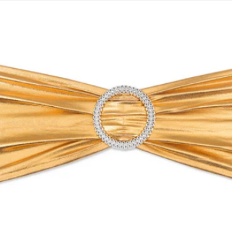 Stretch Chair Sash w Buckle - Metallic Gold