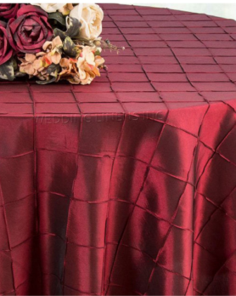 120" Pintuck Taffeta Tablecloth - Burgundy
