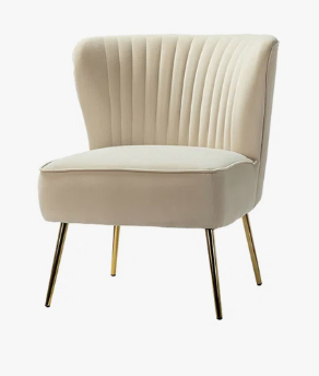 Velvet Accent Chair with Metal Legs