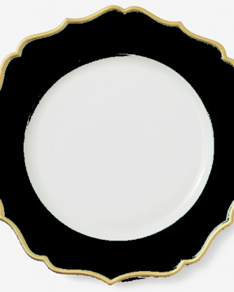 Charger Plate - Black Scalloped Trim Gold