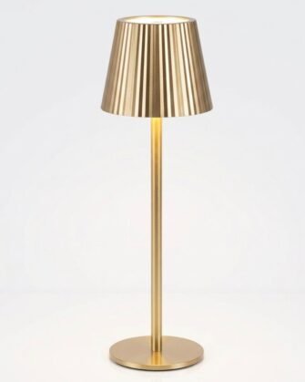 Gold Pleated Cordless Table Lamp (Set of 10)