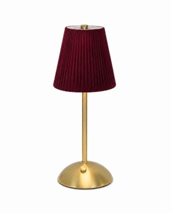 Striped Pleated Burgundy Table Lamp (Set of 10)