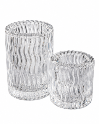 Glass pillar Votive Candle Holder Striped Curvy Wave