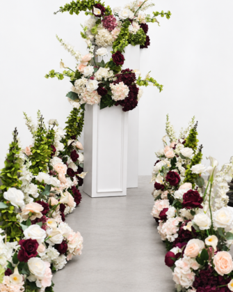 Burgundy & Ivory Garden Set.